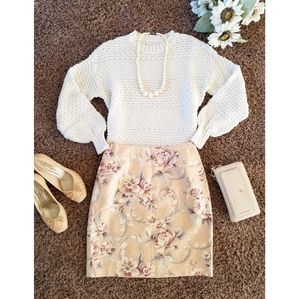 Linen floral skirt